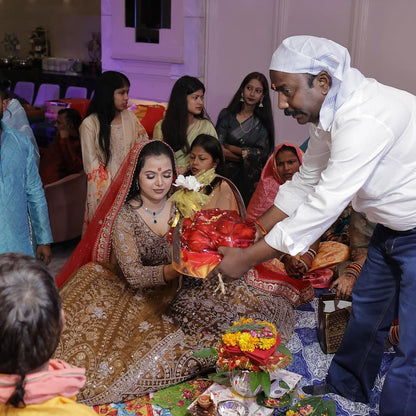 Tremendous light peach Crop top Lehenga Happy Customer