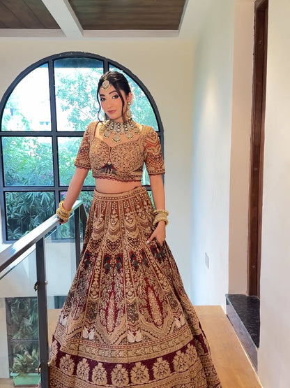 Something Different maroon peach Double Duptta Lehenga Happy Customer