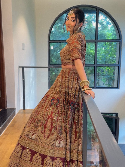 Something Different maroon peach Double Duptta Lehenga Happy Customer