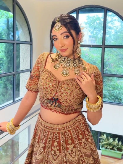 Something Different maroon peach Double Duptta Lehenga Happy Customer