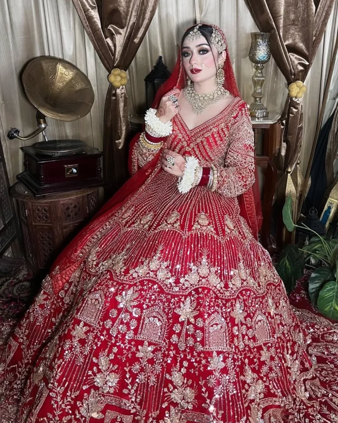 Designer Red crop top Lehenga Happy Customer