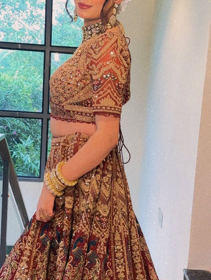 Something Different maroon peach Double Duptta Lehenga Happy Customer