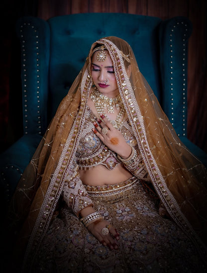 Something different Light pink peacock crop top Lehenga Happy Customer