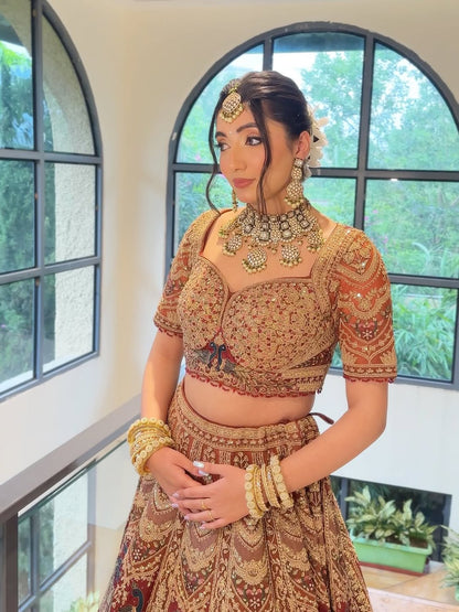 Something Different maroon peach Double Duptta Lehenga Happy Customer