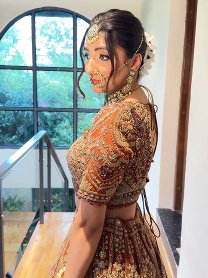 Something Different maroon peach Double Duptta Lehenga Happy Customer