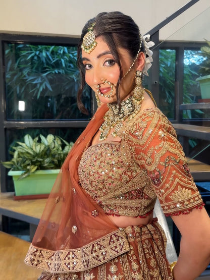 Something Different maroon peach Double Duptta Lehenga Happy Customer