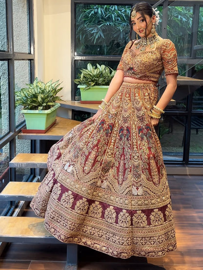 Something Different maroon peach Double Duptta Lehenga Happy Customer