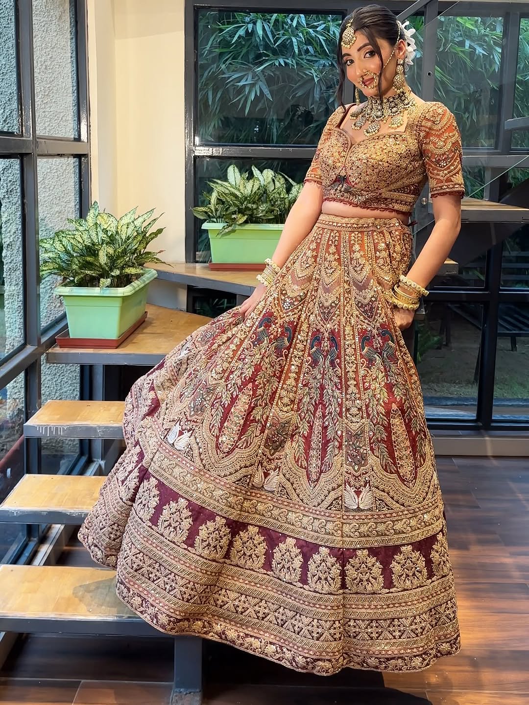 Something Different maroon peach Double Duptta Lehenga Happy Customer