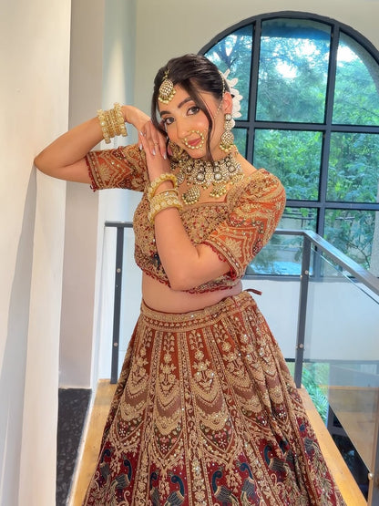 Something Different maroon peach Double Duptta Lehenga Happy Customer