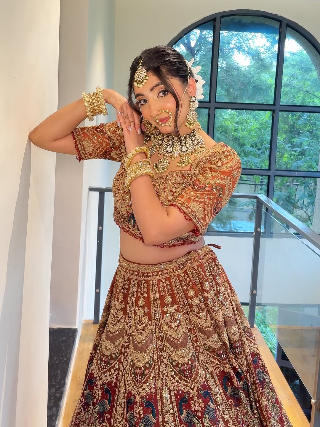 Something Different maroon peach Double Duptta Lehenga Happy Customer