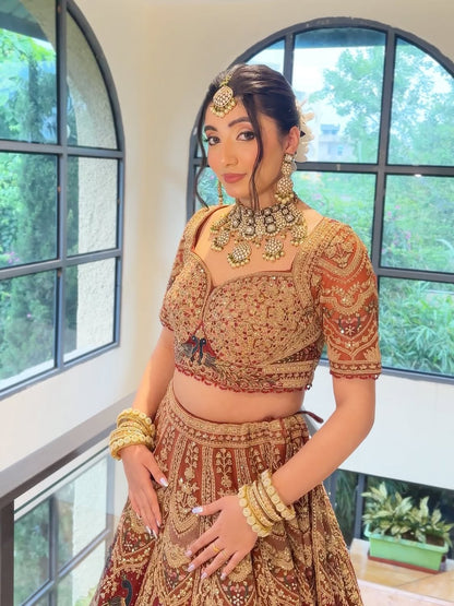 Something Different maroon peach Double Duptta Lehenga Happy Customer