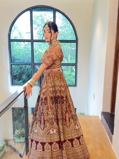 Something Different maroon peach Double Duptta Lehenga Happy Customer
