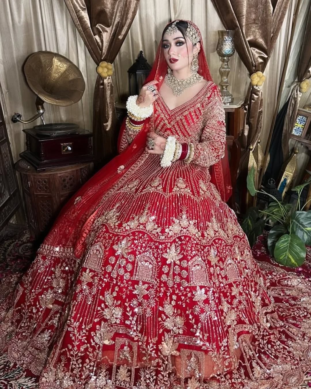 Designer Red crop top Lehenga Happy Customer