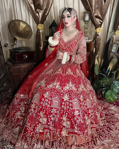 Designer Red crop top Lehenga Happy Customer