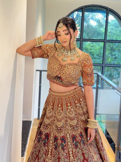 Something Different maroon peach Double Duptta Lehenga Happy Customer