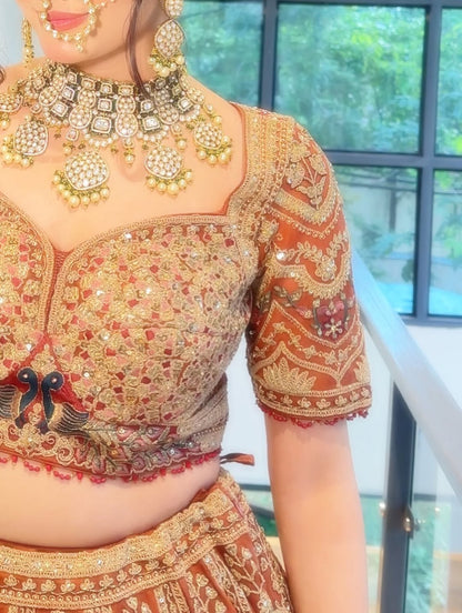 Something Different maroon peach Double Duptta Lehenga Happy Customer