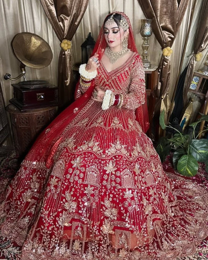 Designer Red crop top Lehenga Happy Customer