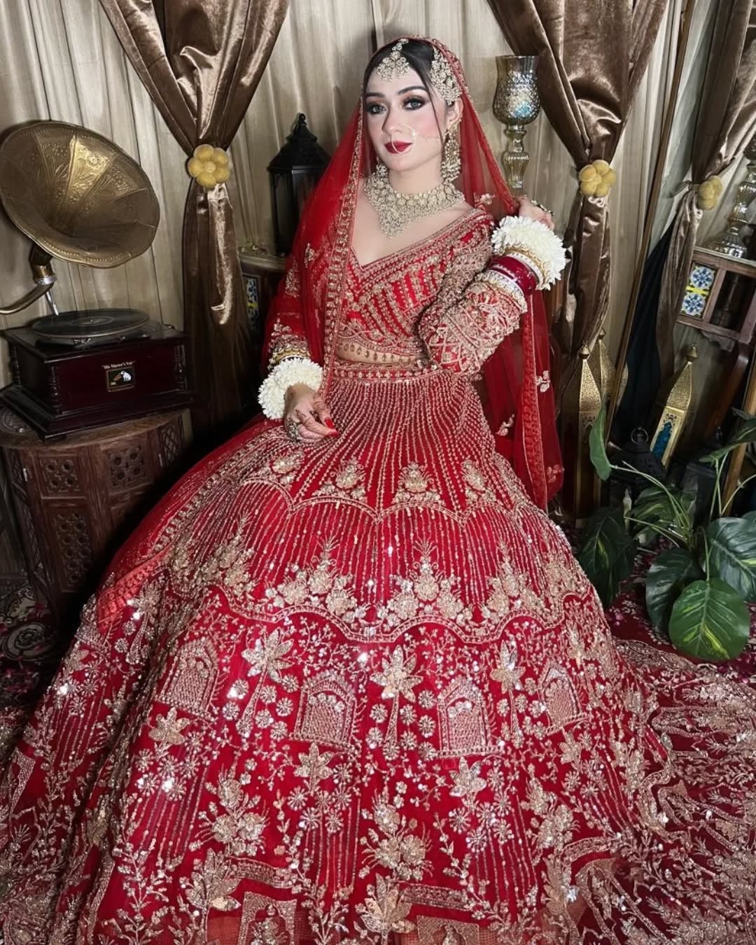 Designer Red crop top Lehenga Happy Customer