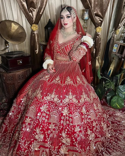 Designer Red crop top Lehenga Happy Customer