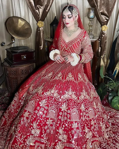 Designer Red crop top Lehenga Happy Customer