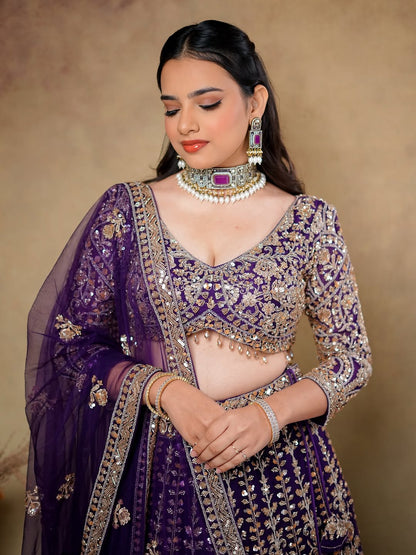 Designer red pink Crop top Lehenga