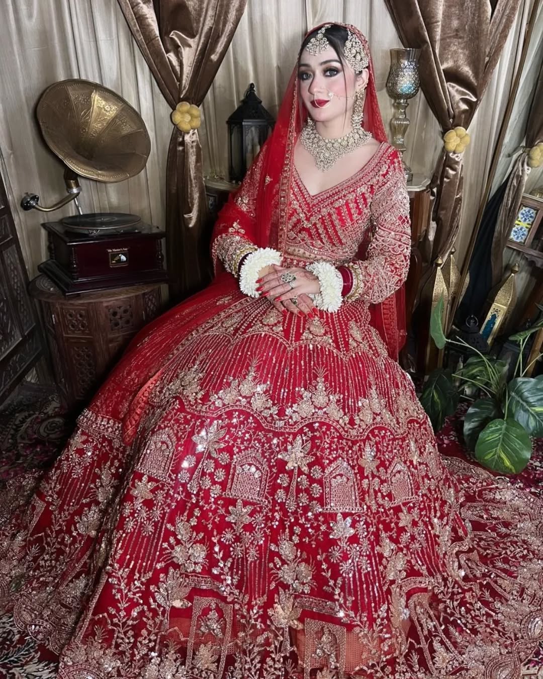 Designer Red crop top Lehenga Happy Customer