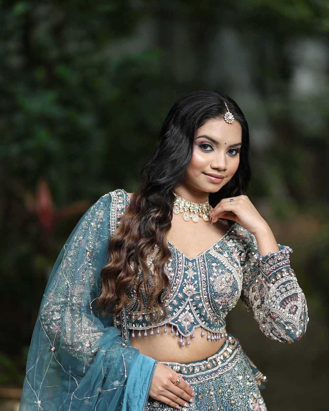 Something different Light pink peacock crop top Lehenga Happy Customer