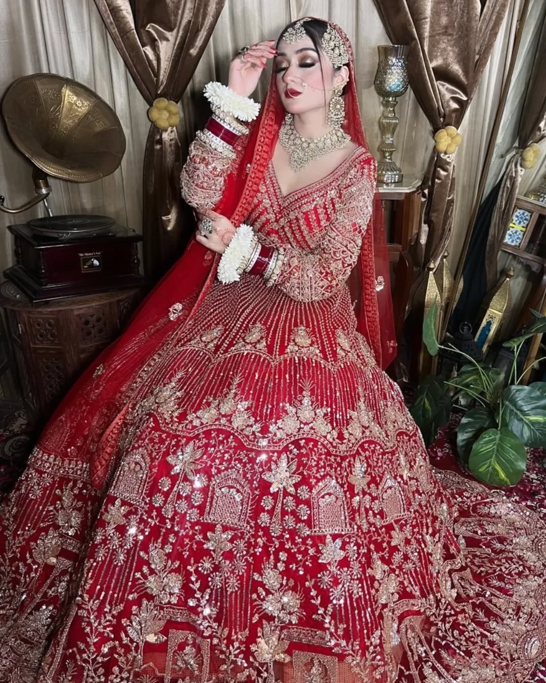 Designer Red crop top Lehenga Happy Customer