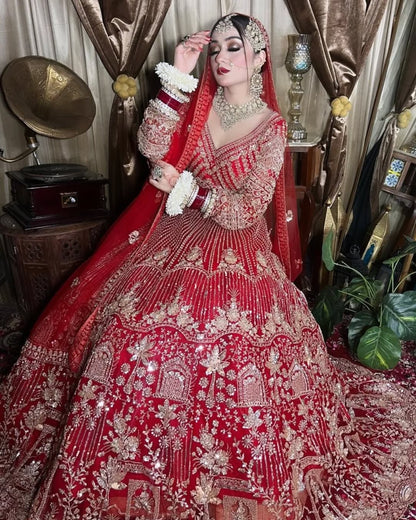 Designer Red crop top Lehenga Happy Customer