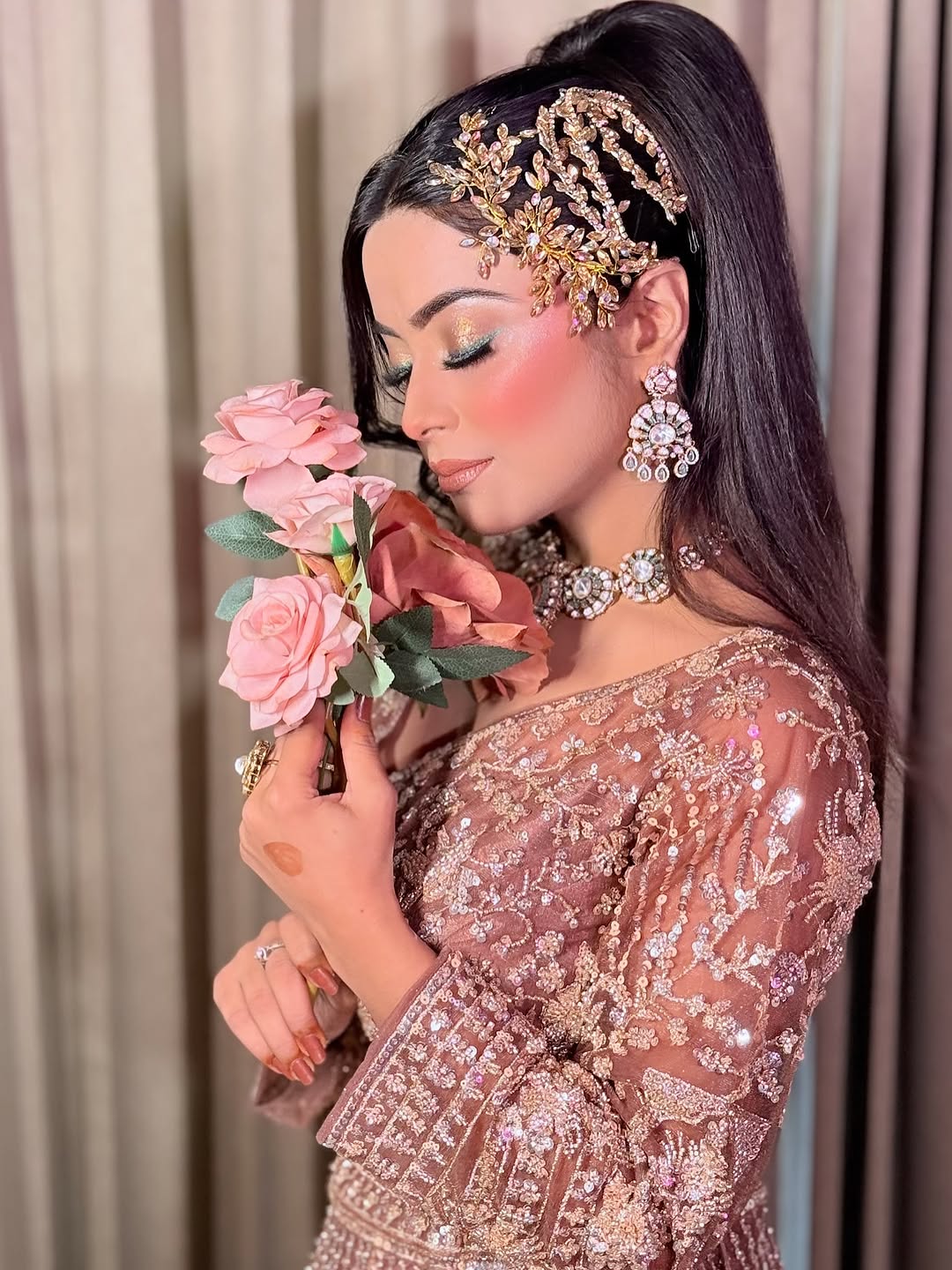 Designer Red crop top Lehenga Happy Customer