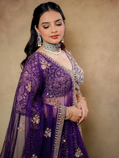 Designer red pink Crop top Lehenga