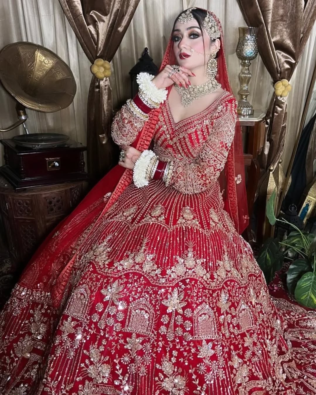 Designer Red crop top Lehenga Happy Customer