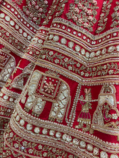 Fantastic rani pink Doli barat handwork bridal Lehenga
