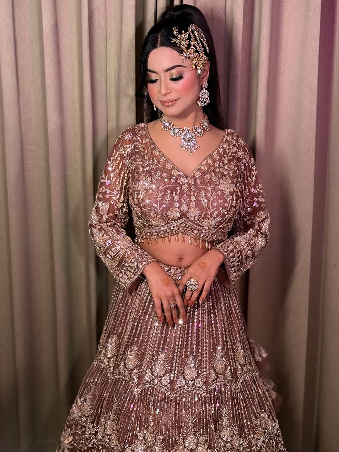 Designer Red crop top Lehenga Happy Customer