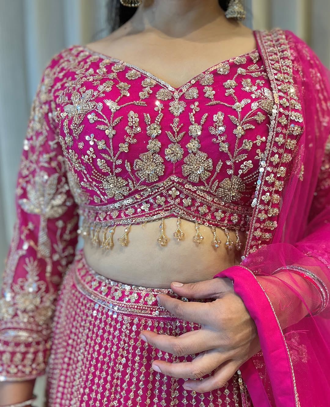 Designer Red crop top Lehenga Happy Customer