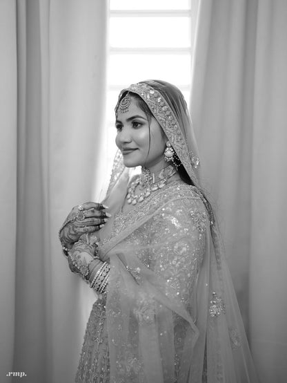 Eye catching Sky blue Crop top Lehenga Happy Customer