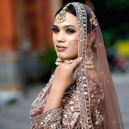 Tremendous light peach Crop top Lehenga Happy Customer