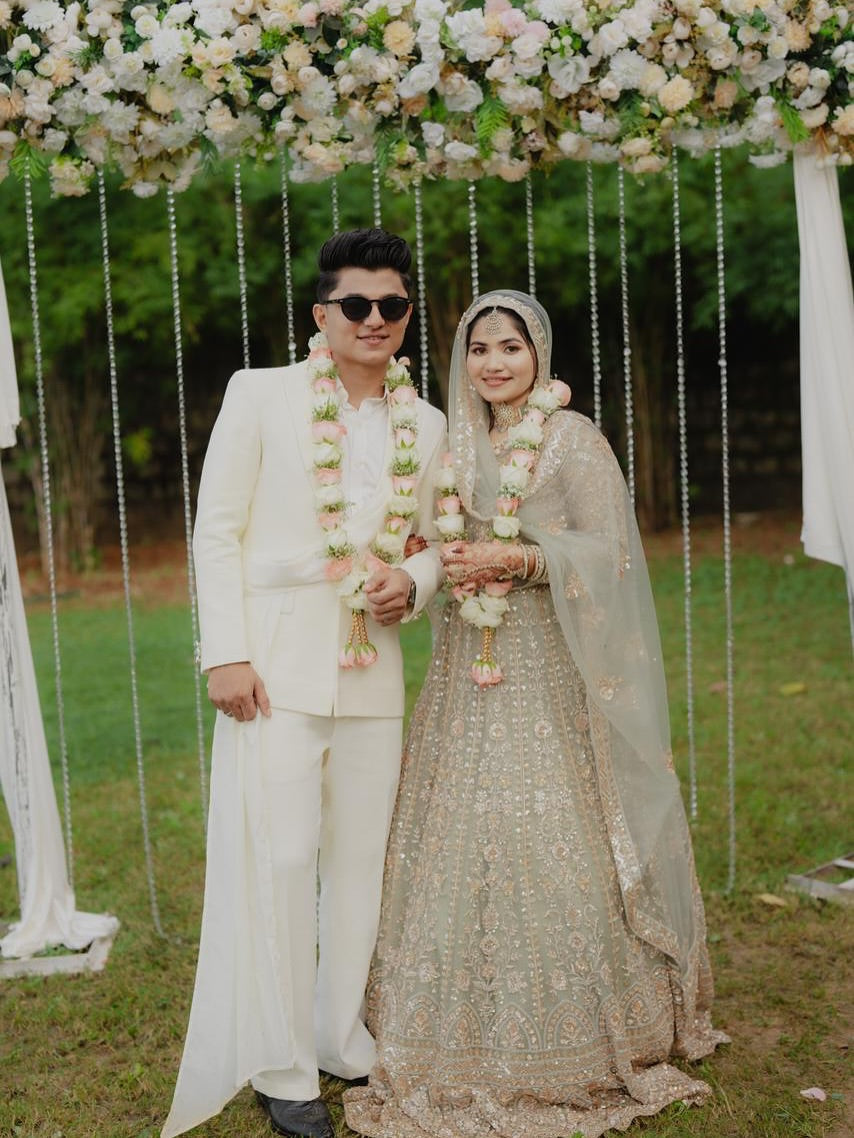 Eye catching Sky blue Crop top Lehenga Happy Customer