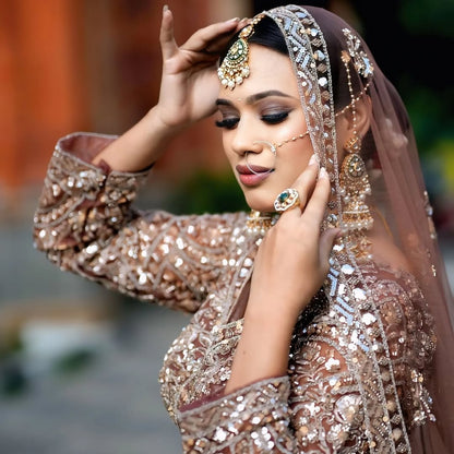 Tremendous light peach Crop top Lehenga Happy Customer