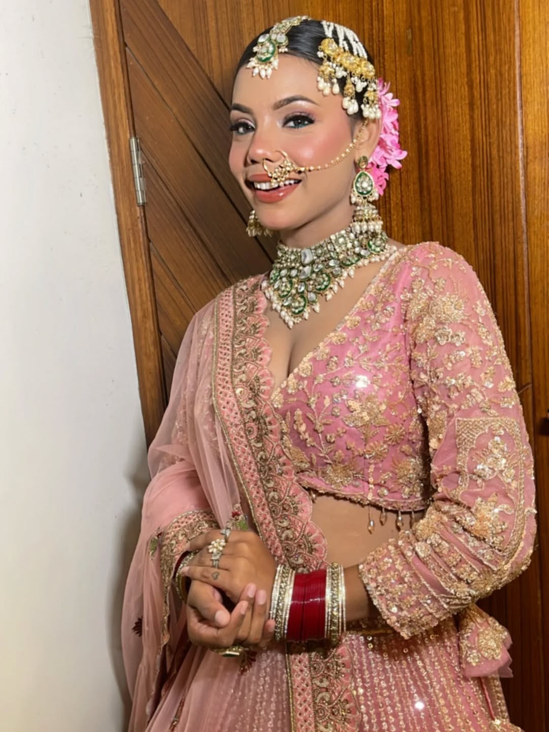 Designer Red crop top Lehenga Happy Customer