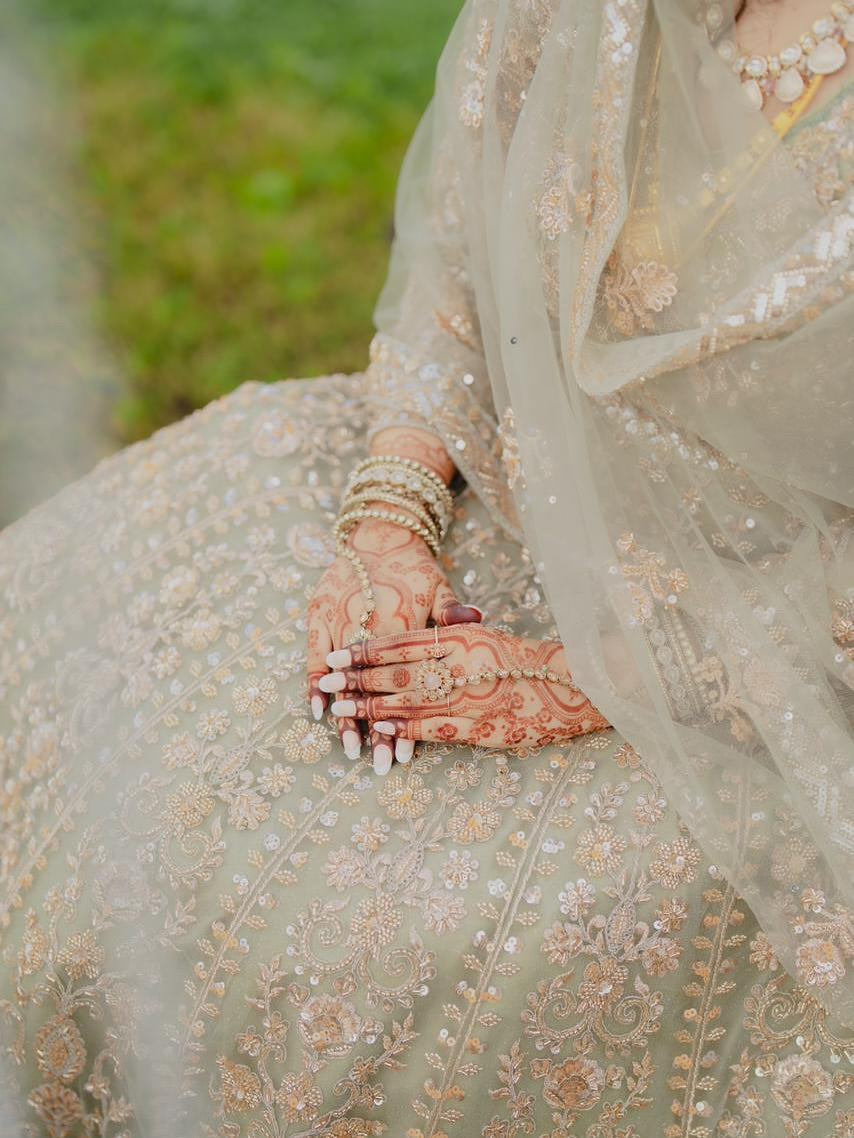 Eye catching Sky blue Crop top Lehenga Happy Customer