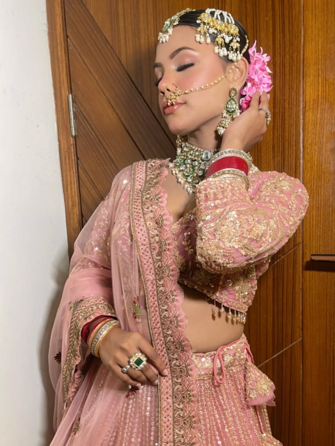 Designer Red crop top Lehenga Happy Customer