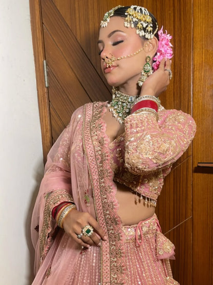 Designer Red crop top Lehenga Happy Customer