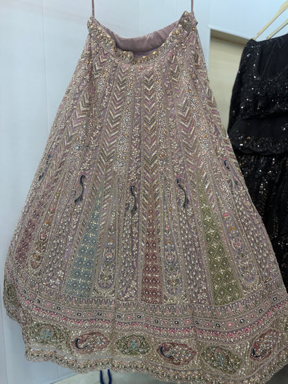 Something different baby pink peacock crop top Lehenga - Shopping World