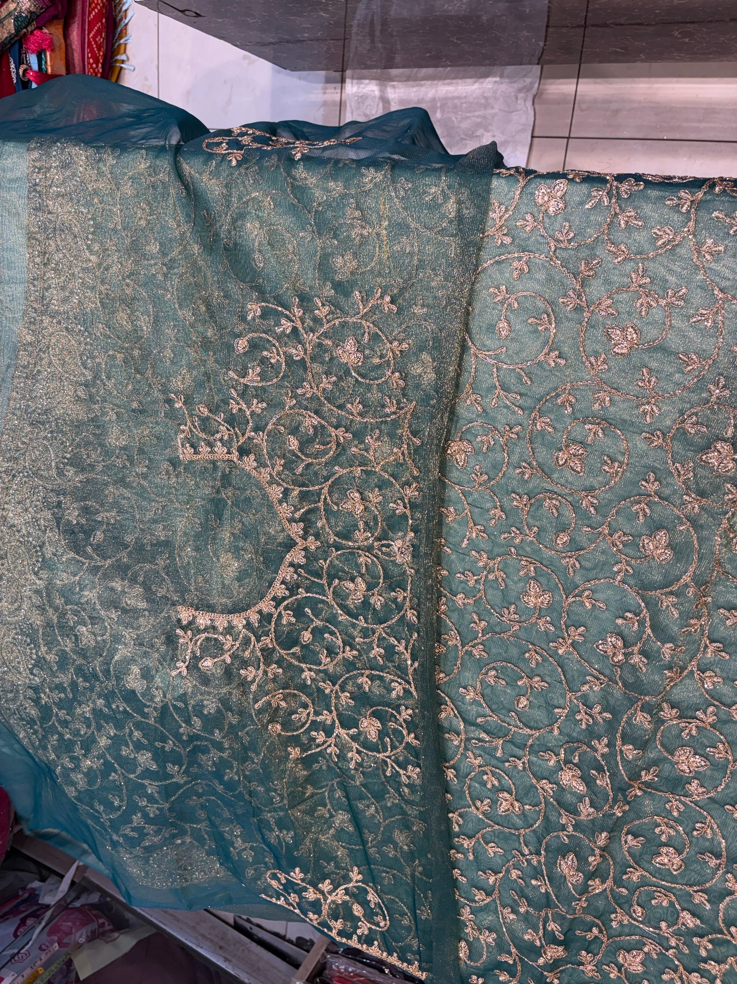 Engaging Rama blue saree