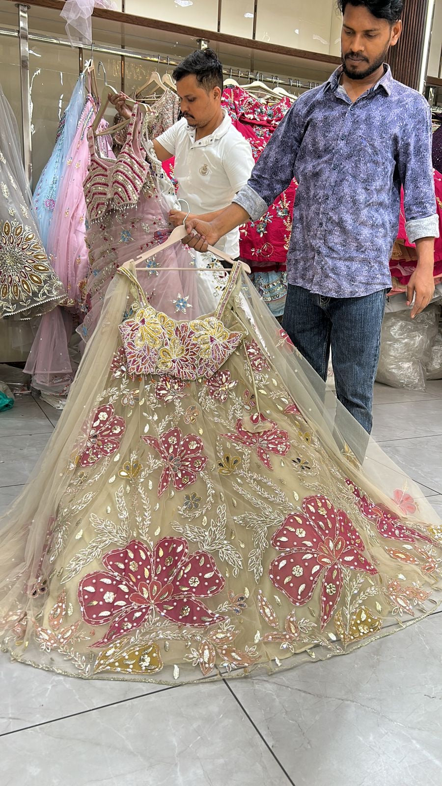 Golden Designer Crop Top Lehenga