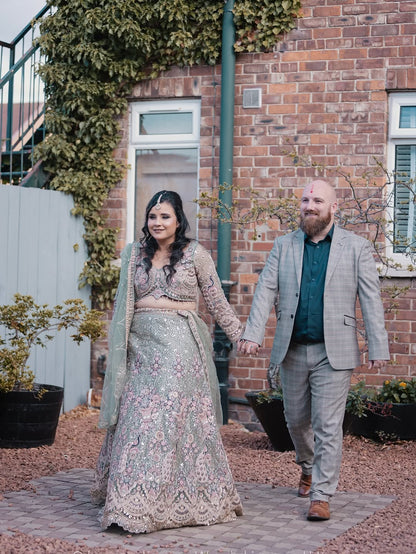 Something different Light pink peacock crop top Lehenga Happy Customer