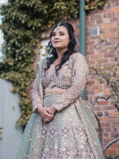 Something different Light pink peacock crop top Lehenga Happy Customer