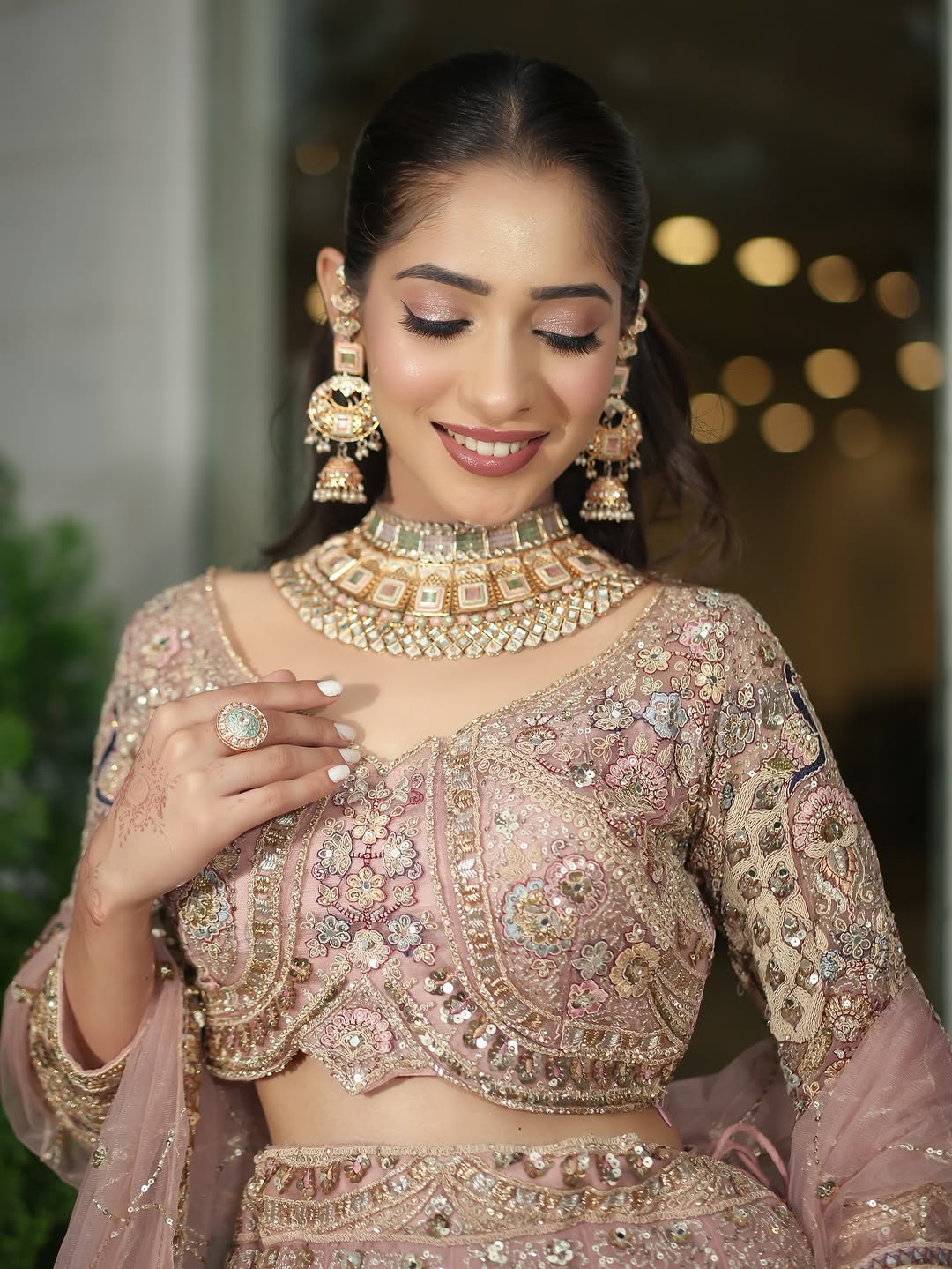 Something different Light pink peacock crop top Lehenga Happy Customer