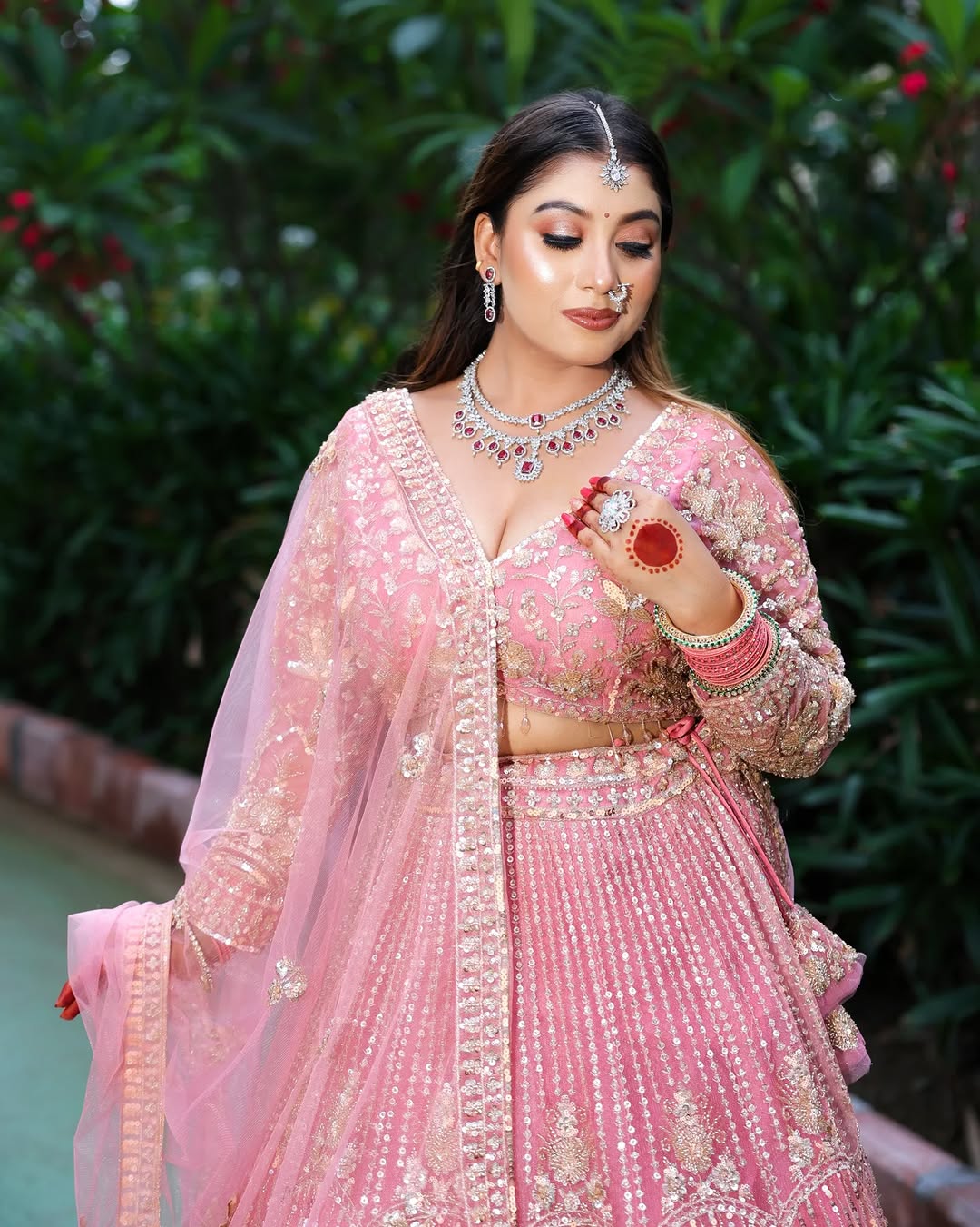 Designer Red crop top Lehenga Happy Customer